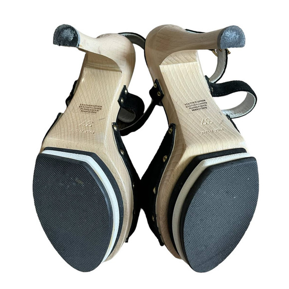 NWOT Nelly Venturi Womens Suede Heel Sandals Buckle Strap Size 6.5US Black - Picture 6 of 6
